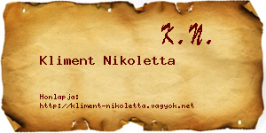 Kliment Nikoletta névjegykártya